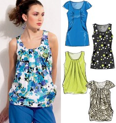 6565 MCCALLS EZ PULLOVER SLEEVELESS / CAP SLEEVE GATHER TOP PATTERN 14-22